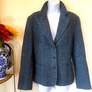 Blue Herringbone Tweed Blazer